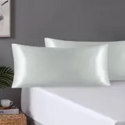 Pair of King Satin Silk Pillowcases with Envelope Closure 51 x 102 cm Grey