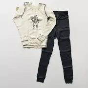 New! | Skylar Luna | Organic Cotton Pajama Set | Beige & Gray w/Robot | Size 7