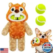 Lepawit Squeaky Dog Toys, Cute Groundhog Interactive Dog Toys with Two Balls