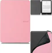 Case for Kindle Paperwhite 2024, Premium PU Leather with Auto Sleep/Wake Soft TPU Back Case for 7" Kindle Paperwhite 12th Generation 2024 and Kindle Colorsoft Signature Edition (Pink)