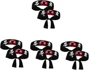 [Kisangel] 4 Pcs Ninja Print Headband Japanese Headband Chef Chef Accessories for Men Wide Headbands for Women Portable Band Breathable Karate Straps Chef Accessory