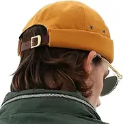 [UNDERCONTROL] Vintage Brimless Sailor Fisherman Leon Hat Rolled Cuff No Visor Miki Skull Docker Leather Strap Beanie Cap Korea