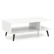 Costway 2-Tier Coffee Table Storage Shelf Center Tea Table Cocktail White