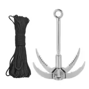 SZCO Supplies Foldable Grappling Hook With 100' Cord, Silver