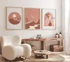 Set Of 3 Terracotta Night Sky Nature Landscape Vector Wall Art Home Decor