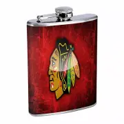 Chicago D4 Flask 8oz Stainless Steel Hip Blackhawks Whiskey Rum Scotch