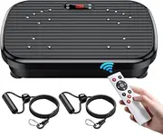 MINYII Vibration Plate Exercise Machine With LED Display - 180 Speed Settings, 5 Workout Modes, Comes With 2 Resistance Training Bands, Supports Up to 300LBS,Boosting Metabolism and Lymphatic Drainage