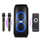 SingMasters Party Box P50 Bluetooth Karaoke Machine Speaker,Portable,Rechargeable,2 Premium UHF Wireless mics,Party Lights,Recording