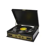 mbeat Vintage USB Turntable with Bluetooth Speaker and AM/FM Radio - Vinyl Turntable Record Player , USB, AUX-in, Vinyl 33/45/78 - Black MB-USBTR98
