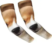 [FHEDVBN] Cute dog Arm Sleeves Compression Arm Covers for Men Women Outdoor Sun Sleeves Cooling Sports Sleeve, Black