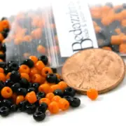 5 Grams Little Black & Orange Opaque Halloween 8/0 Small 3mm Glass Seed Beads