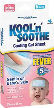 Kool 'N' Soothe Baby Cooling Gel Sheets - Immediate Cooling Relief Fever, Gentle