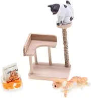 1 Set Cat Climbing Frame Holding Cat Figurine Mini Cat Tower for Dollhouse Cats Animal Accessories Dollhouse Cat Tower Kitten Tiny Cats House Cat Mini House Wooden Cat Tree