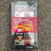 TDK E-HG TC-30 Video Camcorder Cassette Tapes 2 Pack Super Avilyn 30 Min w/ CASE