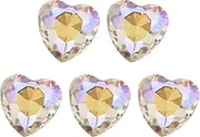 sourcing map 5 Pcs 3D Heart AB Nail Rhinestones K9 Glass Crystal Rhinestones Pointed Back Crooked Heart Gems for Nail Charm Art DIY Decoration Craft 8x8mm