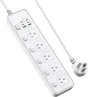 [Lylilidy] Power Board Individual Switches, 3M Extension Cord Power Strip with 5 AC Outlets, 2 USB A and 4 USB C PD30W Super Fast Charging, Wall Mount Surge Protector for Home Office Dorm (White)