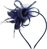 [Leseogye] Navy Fascinators for Weddings, Elegant Retro Flower Fascinators for Women, Navy Blue Fascinators Hat Clip for Evening Partyl Tea Party Hair Accessories