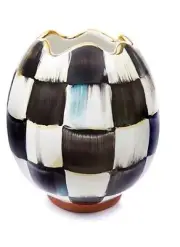 Mackenzie Childs Courtly Check Ceramic Egg Vase