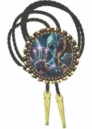 Aliens Have Landed Believe in UFOs Bolo Tie Men's Neckties Outer space ships fun