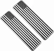 2pcs Metal USA Flag Trunk Side Rear Tailgate Decals Badge Emblem FITS All Vehicles (Silver Black)
