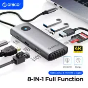 ORICO 8 in1 USB C Docking Station USBC USB3.0 SD/TF USB C Hub Multiport Adapter