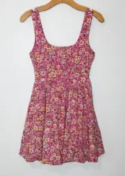 Band of the Free Womens Juniors Multicolor Floral Boned Lined Mini Dress XS NWT