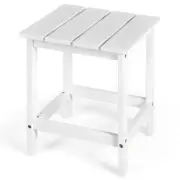 Costway Coffee Table 18"x15"x15" White Square Wood Side Slat Deck Heavy Duty