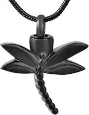 DOTUIARG Pet/Animal Remembrance Jewelry Stainless Steel Dragonfly Memorial Urn Pendant Keepsake Cremation Necklace for Ashes