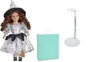 Dolls =Collectable Porcelain Spider Web Doll with Doll Stand and Gift Bag