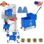 WaveBrake 22 Quart Mop Bucket with Side Press Wringer - Spill-Resistant Design