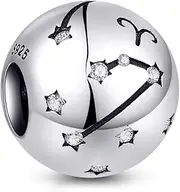 [NINGAN] Zodiac Star Sign 925 Sterling Silver Bead Charm Fits Pandora, Chamilia & European Charm Bracelets & Necklaces