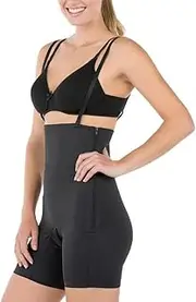 [LaSculpte] Women Shapewear High Waist Control Postpartum C Section Belly Bandit Abdominal Compression Corset Girdle Slimming Underwear Recovery Shorts with Zipper (Black, Nude) - 8-18, Size