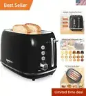 2 Slice Toaster Retro Stainless Steel Toaster with Bagel, Cancel, Defrost Fun...