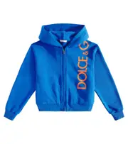 [Dolce & Gabbana Kids] Dolce & Gabbana Kids Logo cotton jersey hoodie Y 14 blue