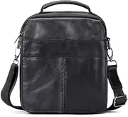 [Flower shave] Men's Fashion Handbag, Shoulder Bag Business Messenger Bag, Men's Retro Fashion High-End Tote Bag, Leather Men's Backpack (20 * 8 * 24Cm),Black