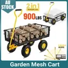 Mesh Garden Cart Steel Folding Removable Sides Trolley Wagon ATV Trailer 900lbs