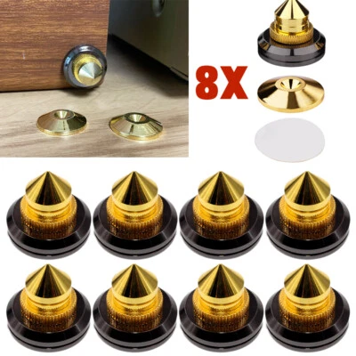 8Pcs Adjustable Gold HIFI Speaker Turntable Isolation Stand Feet Pad