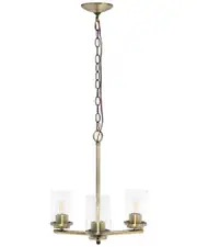 Lalia Home 3-Light 15in Classic Contemporary Clear Glass And Metal Hanging Pendant Chandelier