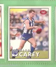 1996 NORTH MELBOURNE KANGAROOS AFL SELECT STICKER, #167 WAYNE CAREY