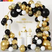 Black and Gold Balloon Garland Arch Kit, 140PCS Black Gold Confetti Balloons Arc