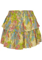 Loveshackfancy Floral-print Ruffled Cotton and Silk-blend Mini Skirt - Multicoloured - XS XS