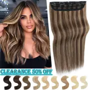 8"-24" 8A THICK Clip In Human Hair Extensions One Piece Straight 3/4FULL HEAD AU