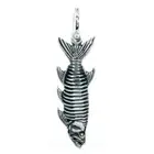Hanging Fish Skeleton Charm with Black, 1.5 Inch Size by Manny Puig in Sterling