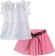 [Mud Kingdom] Little Girls Short Sets Summer Chiffon Tank Tops and Shorts Outfits