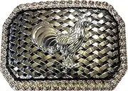 [Western Stakes] Cowboy Belt Buckles For Men Basketweave Studded Barbwire High End Concho Cowboy Big Belt Buckles Hand Crafted