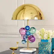 LED Copper Bedside Desk Light Bedroom Crystal Beads Luxury Hotel Table Lamp