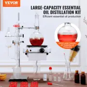 Essential Oil Distillation Set 500ml Lab Glassware Kit 1000W Heating Plate 24
