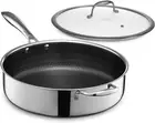HexClad Hybrid Nonstick 5.5-Litre Deep Sauté Pan and Lid, Dishwasher and Oven...