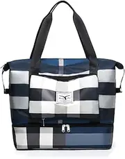 [NWLR] 2022 New Foldable Dry/Wet Separation Travel Duffel Bag with Shoe Compartment Large Capacity Folding Weekender Overnight Bag Lightweight Waterproof Gym Tote Bag
