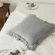 CottonMore Soft Acrylic Knitted Waffle Cushion Cover 45x45cm Smoke Grey
